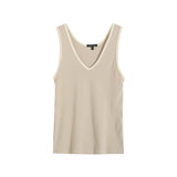 Spring Leisure Basic Color V-Collar Rib Vest-Outfit