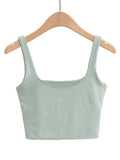 Fongt Temperament Sexy Back Double Small Vest Summer Women's New Pure Color Versatile Short Sleeveless Jacket-Outfit