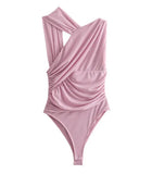Fongt Women's Clothing INS Net Red Explosion Asymmetric Folding Decorative Mesh Clothing