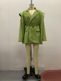 Fongt Autumn New Solid Color Big Collar Loose Collar Belt Short Suit Jacket