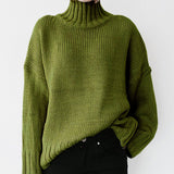 Fongt Autumn And Winter New High Collar Long Sleeve Solid Color Knit Jumper Sweater Women's