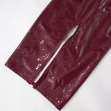 Bodycon PU Leather Zipper Split Midi Skirt-Outfit