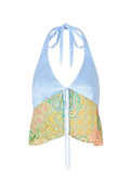 New Hanging Neck Print With Split Swimsuit Lady Sexy Bikini Beach