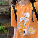 Aesthetic Cartoon Print Oversized T-shirt-Outfit
