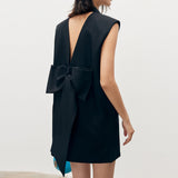 Simple Style Black Summer Dress Women 2025 New Fashion Leisure Commute Sleeveless Back Skirt