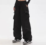 Vintage Baggy Parachute Cargo Pants-Outfit