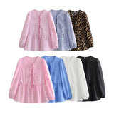 New 7-Color Bubble Sleeve Bow Tie Shirt In Spring-Outfit