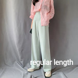 Lengthen Length Solid Pants Women 2020 Summer Elastic Waist High Waist Trouser Female Full Length Pocket Wide Leg