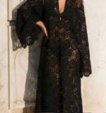 Fongt Women's Explosive Lace Embroidered Long-Sleeved Dress