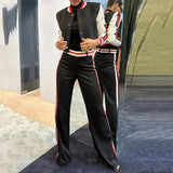 Fongt 2023 New Casual Jacket Fashion Striped Short Baseball Suit Suit-Outfit