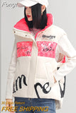 Down Vest Jacket Women Autumn Winter Patchwork Letter Print Stand Collar White Duck Down Waistcoat Lady Outerwear Tank