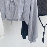 Aesthetic Tie Knitted Cardigan-Outfit