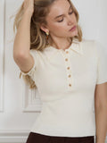 Fongt Collar Top Sleeve Summer 2025 New Tight Slime Thread Thread Top