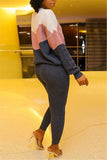 Block Long Sleeve Knitted Pants