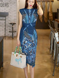 Fongt Printing Trendy Temperament With Bag Hip Dress Women's Version Of Summer Fashion Dress
