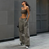 Fongt Rope Girded Casual Workwear Trousers Women Street Fashion Trend Women's Simple Loose