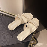 Fongt Wind Gentle Slippers Women 2025 Summer New Fashion Thick-Soled Sandals High-End Matching Skirt Bows Cool Drag