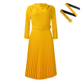 Fongt New Women's Fashion Elegant Pressure Skirt Elegant Solid Color Large Dress
