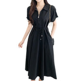 Fongt Chic Summer Age Reduction Retro Niche French Design Sense Temperament Casual Lace Waist Show Thin Dress-Outfit