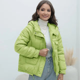 Station Down Cotton-Padded Jacket 2023 New Women's Winter Thickened Cotton-Padded Jacket Popular Style Bright Color Vertical Collar Cotton-Padded Jacket-Outfit