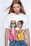 Fongt 2023 New Women's Round Collar Short Sleeve Contrast Color Print T-Shirt 5644156 910-Outfit