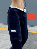 Fold Over Waist Y2K Straight Leg Pants-Outfit