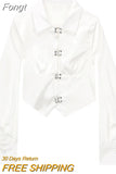 Women's White Shirt Vintage Long Sleeve Single Breasted Loose Office Ladies Female Elegant Slim All-match Blouses Chic Top