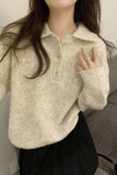 Collar Soft Waxy Solid Color Sweater Women's Autumn And Winter New Thin Loose And Lazy Warm