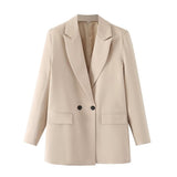 And Summer 2024 New Simple Loose Double-Breasted Suit Jacket New Suit For Women In Spring And Autumn-Outfit