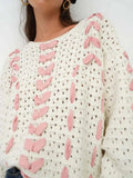 White Knit Pink Ribbon Lace Up Sweater-Outfit