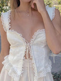 Lace Trim Ruffle Crop Tank Top-Outfit