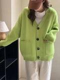 Women Solid Big Pocket Loose Casual Long Cardigan Coat Warm Autumn and Winter New Oversize Cardigans for Women