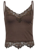 Lace Paneled Rib Crop Cami Top-Outfit
