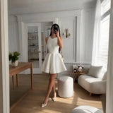 Fongt Summer New Women's Pure Color Round Neck Sleeveless Gentle Style Fashion