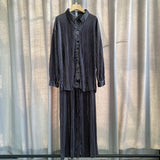 Net Color Press Fold Suit-Outfit