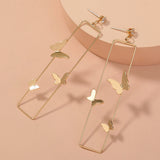 Long Geometric Metal Pop-up Butterfly Earrings-Outfit