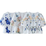 Fongt Women's V-Neck Tie With Printed Short-Sleeved Top - Explosive Long-Term Stocking Assured Shelves