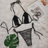 Fongt 2024 New Bikini Sexy Split Sequin Swimsuit With Hollow Out Beach