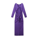 Fongt New Women's Holiday Style Niche Design Deep V Collar Hollow Dress Light Luxury