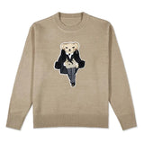 Patchwork Bear Knit Pullover Sweater-Outfit