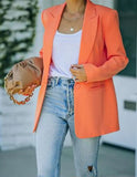 Fongt Spot 2024 Autumn / Winter New Female Fashion Temperament Solid Color Lapel Long Sleeve Small Suit Jacket-Outfit
