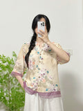 Printed Trimmed Short-Sleeved Shirt-Outfit