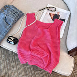 Fongt With Comfortable Barbieins Wearing Knitted Short Sleeveless New Temperament Slings Sweet Spicy Vest