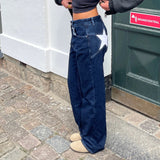 Stars Printed Pockets Denim Jeans-Outfit