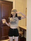 Vintage Logo Raglan Sleeve Crop Top-Outfit