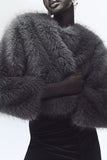 Fongt Winter Women's Artificial Fur Effect Short Jacket Coat-Outfit