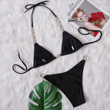 Fongt New Bikini Sexy Hot Diamond Split Women's Swimsuit Solid Color Strap Bikini