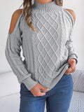 Shooting 2025 Autumn And Winter Leisure Flowers Shoulder Half High-Neck Long Sleeve Sweater Women's