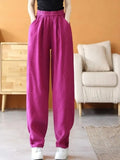 Women's Pants Elastic Waist Loose Casual Cotton Linen Women's Trousers Solid High Waist Black Summer Pants 2023