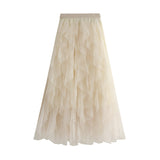 Fongt And Winter Korean Version Of Tight Waist Fashion Splicing Thin Mesh Splicing Irregular Long Waist Half-Body Skirt 8868
